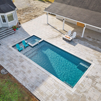 Maison bon marché 8m 10m Carreaux de mosaïque rectangulaires Piscines Piscine extérieure en fibre de verre préfabriquée Grande piscine thermale creusée