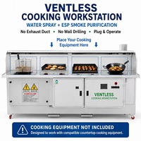Station de cuisson de cuisine sans conduit avec purificateur d'air ESP pour friteuse, plancha, barbecue, wok, friture profonde, hamburgers, steaks