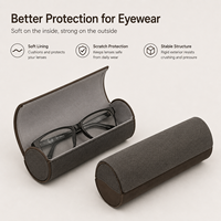 Étui à lunettes rond en cuir PU de luxe, personnalisé, fait main, double étui pour lunettes de vue et de soleil