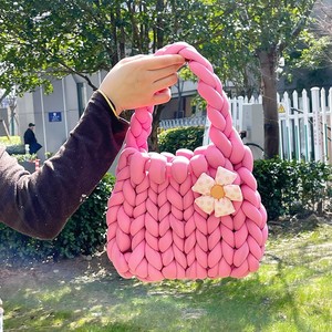 Sac en laine tricoté à la main pour femmes bricolage matériel épais en laine islandaise fermeture ouverte sac au Crochet fait à la main - Product Image 1