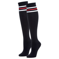 Vente en gros de chaussettes de sport dépouillées avec logo personnalisé Chaussettes de golf hautes sur le genou pour femmes et filles Chaussettes de compression 20-30mmhg