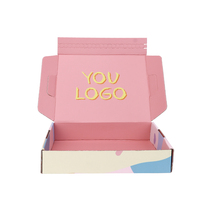 Caja de envío para el cuidado de la piel corrugada reciclada con logotipo personalizado, autoadhesivo con cremallera, tira de rasgado, cajas de papel para embalaje cosmético