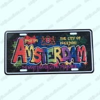 Decorazione Murale di Amsterdam, Olanda, Targa Souvenir in Metallo con Rilievo, Targa Automobilistica