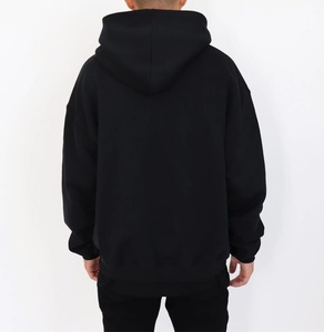 Sweat à capuche homme personnalisé avec logo, streetwear, épais, vierge, vente en gros, coupe oversize, 100% coton, noir, sans cordon - Product Image 4