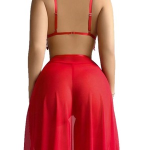 Tentation en dentelle Tenues en maille transparente Chemise de nuit en perspective Tassel Perspective Lingerie sexy Chemise de nuit en résille en V profond sensuel - Product Image 5