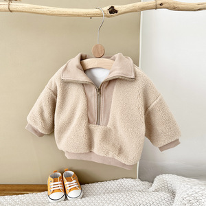 Maglietta in pile <span class=keywords><strong>rosa</strong></span> e kaki per neonati, bambini e bambine, unisex, calda, per l'inverno - Product Image 2