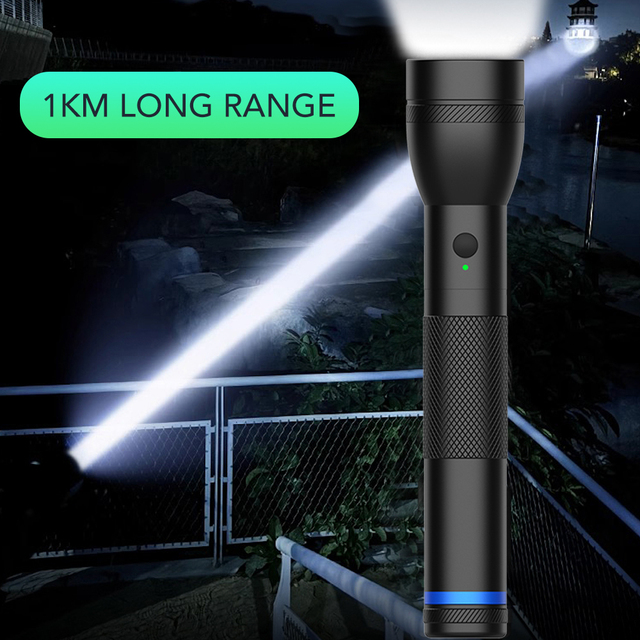 New Super Bright 20W High Lumens 1km Long Range Aluminum Alloy USB Rechargeable Hunting Flashlight for Emergency Security