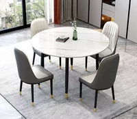 Table à manger en pierre brillante de style italien, chaise moderne simple et luxueuse, table à manger rectangulaire extensible 4 places