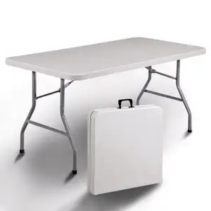 Offre Spéciale de table à manger de pique-nique pliante en plastique HDPE populaire d'extérieur en acier OEM blanc