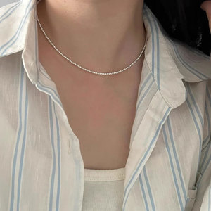 Collar de Cadena Clavícula Deportiva Chapado en <span class=keywords><strong>Oro</strong></span> con Capas de <span class=keywords><strong>Perlas</strong></span> Pequeñas Ultrafinas de 2 mm Súper Brillantes para Mujer, Estilo Fresco que No se Desvanece - Product Image 4