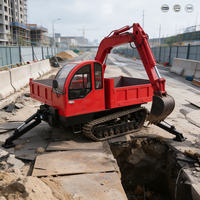 Excavatrice sur chenilles robuste de 8 tonnes, benne sur chenilles pour travaux de terrassement sur routes boueuses