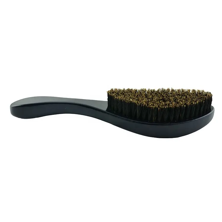 Free Sample OEM Professional Wholesale Durable Hairbrush Wooden Boar Bristle Cheap Wave Brush Hair Curved Beard Brush For Mens
