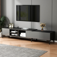Meuble TV et Table Basse en Bois Durable, Style Minimaliste Moderne, Luxe Léger, Écologique et Gain de Place, Idéal pour Salon et Hôtel