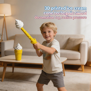 Jouets modèle épée en forme de cornet de glace rétractable par gravité imprimés en 3D, jouet épée télescopique en plastique en forme de cornet de glace - Product Image 3