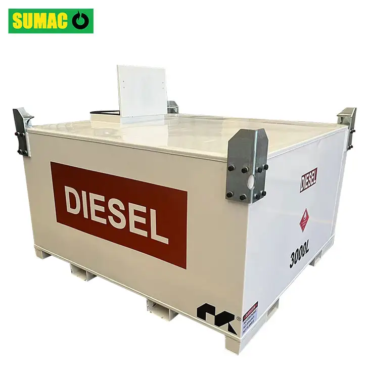 خزان وقود ديزل من Sumac سعة 3000 لتر مصنوع من الصلب الكربوني ذو حائط مزدوج ذاتي التجميع بسعر مغري
