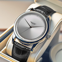 Jam Tangan Quartz Pria Terlaris untuk Perdagangan Luar Negeri, Casing Aloi, Tali Kulit PU, Klasik, Modis, Mewah, Tahan Air, Dial Penunjuk 40mm