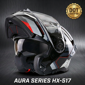 Casque de <span class=keywords><strong>moto</strong></span> rabattable en ABS avec visière, certifié DOT, éclairage LED, vente en gros - Product Image 1