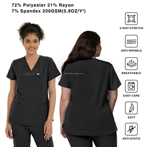 Kitmaz Medical Scrub Tops for Women - Soft Stretch V-Neck Scrubs Shirts with 3 Pockets - Product Image 4