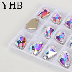 YHB Top 5A qualité galactique <span class=keywords><strong>verre</strong></span> cristal AB pierres à coudre Flatback coudre sur strass <span class=keywords><strong>Applique</strong></span> pour robes de mariée couleur rouge - Product Image 4