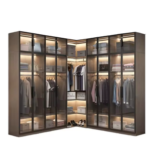 Armoire de chambre moderne sur mesure de luxe avec porte vitrée et intérieur en bois pour <span class=keywords><strong>dressing</strong></span> - Product Image 4