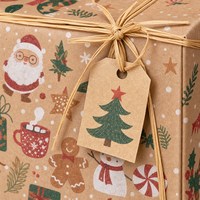 Papier cadeau de Noël en rouleau, papier kraft pour emballer les cadeaux avec impression d'arbre, de flocon de neige et de renne, papier d'emballage de Noël avec logo personnalisé