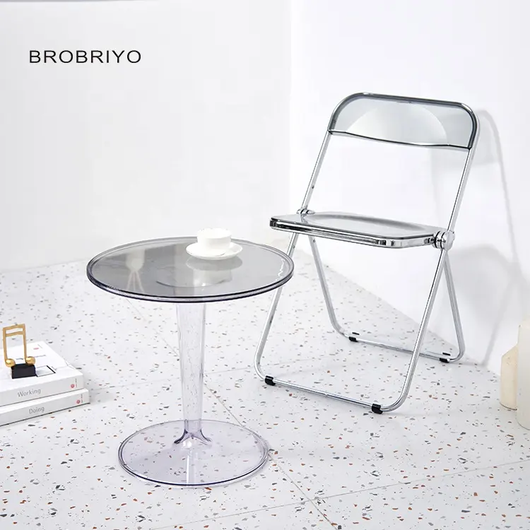 Venta al por mayor barato de plástico acrílico transparente Silla de escritorio mesa de restaurante silla plegable