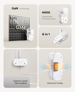 Multipresa da Viaggio Blu con Spina EU, 2 Prese, 2 USB (2C), Cavo in Rame da 13A, Ecologica, Facile da Trasportare, Utilizzo Mondiale - Product Image 2