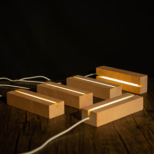 Fabricant <span class=keywords><strong>de</strong></span> gros lampe à led 3d personnalisée base en bois cadre photo en bois avec interrupteur à intensité variable pour veilleuses en bois acrylique - Product Image 4