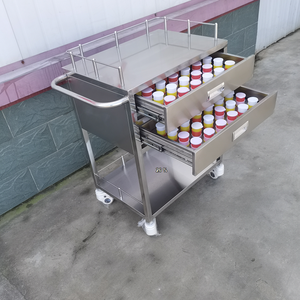 현대식 스테인리스 스틸 실버 의료용 트롤리 병원 간호사용 다기능 4개의 무소음 캐스터 200파운드 하중 용량 1년 보증 - Product Image 3