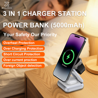 Chargeur Portable 3 en 1 Station de Charge 5000mAh Chargeur Portable Power Bank pour Aimant Pliable Batterie Pack Voyage