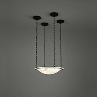 Lustre moderne en albâtre espagnol, bronze antique, pour salle à manger, villa, hôtel de luxe, lampe suspendue