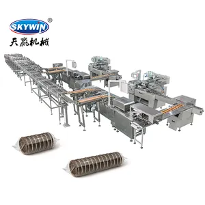 Automatic originated toilet paper servo nitrile mask pods pet dog snack food skin biscuit bread bakery packing machine