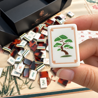 Tuiles de Mahjong en Acrylique de Luxe Vintage Dynasty, Mahjong Américain avec Design Dos Écaille de Tortue et Tapis de Jeu Imprimé Phénix Élégant