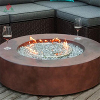 Foyer extérieur en acier corten résistant aux intempéries, rouille naturelle, gaz naturel