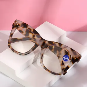 Новые модные очки для чтения в большой оправе с защитой от синего света, квадратные мужские круглые очки для чтения от производителя