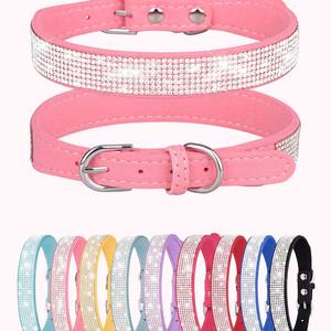 Cross-border nieuwe fluwelen polyester supervezel hondenhalsband met glitterdiamant stickers voor katten & honden - Product Image 3