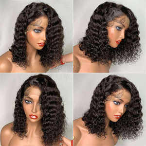 Perruques Courtes Bob Frisées Kinky en Cheveux Naturels Vietnamiens Bruts, Perruques Frontales Sans Colle en Dentelle, Cheveux Humains Naturels pour Femmes Noires - Product Image 4