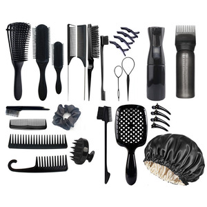 Ensemble de 27 brosses à <span class=keywords><strong>cheveux</strong></span> professionnelles, kit de peignes de coiffure avec vaporisateur continu, brosse de massage du cuir chevelu pour le salon - Product Image 6