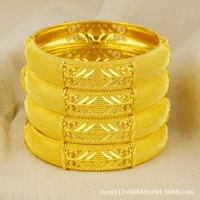 Pulseras de Aleación de Zinc Chapadas en Oro, Estilo Novia de Dubái, Joyería Ligera de Lujo para Mujer, Oro Arena para Bodas