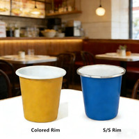 Mug isotherme en émail sans poignée, 310 ml (10 oz), couleur verte, personnalisable avec logo, empilable, pour camping, pique-nique, vin, bière, whisky