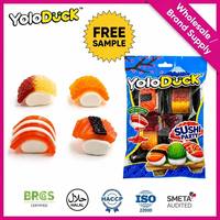 Yoloduck Vente en gros de bonbons gélifiés halal personnalisés, assortiment de designs de sushi, bonbons gélifiés à mâcher en gros