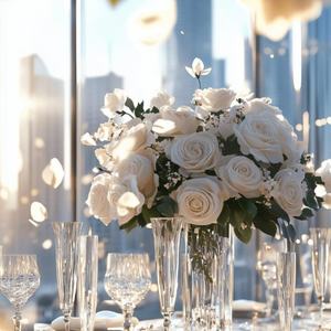 <span class=keywords><strong>Vase</strong></span> à fleurs blanches de luxe centres de table de mariage artificiels fleurs décoratives pour les fournitures de mariage de fête - Product Image 1