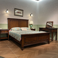 Lit King Size en Bois Massif Américain Minimaliste Moderne, Extensible, Idéal pour Appartement, Meuble de Chambre pour Mariage de Princesse