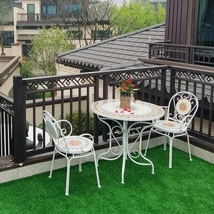 Meubles bohème Vintage, balcon, Patio, <span class=keywords><strong>jardin</strong></span>, <span class=keywords><strong>Table</strong></span> ronde en mosaïque et ensemble <span class=keywords><strong>de</strong></span> 4 chaises - Product Image 2