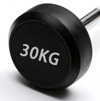 Barre d'haltères droite en acier avec revêtement en caoutchouc, poids 10-50kg/20kg, durable et universelle pour la musculation, la gym à domicile et le fitness