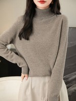 Pull à col roulé pour femme en laine 100% sur mesure, manches longues, tricot d'hiver décontracté, fabricant OEM ODM