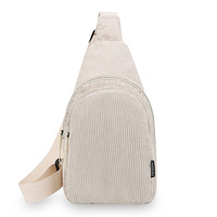Sac de poitrine tendance coréen pour femme, sac bandoulière décontracté léger et minimaliste en velours côtelé, sac à bandoulière polyvalent pour étudiante