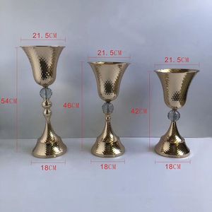 Giá Rẻ Trumpet Wedding Vàng Kim Loại Bảng Cao Centerpieces Đứng Bình Kim Loại Trung Tâm - Product Image 3