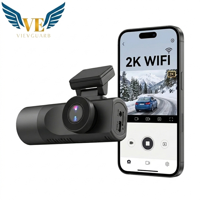 VIEVGUARB VS105E Dash Cam Night Vision 1440P 2 Channel IPS Screen Black Box