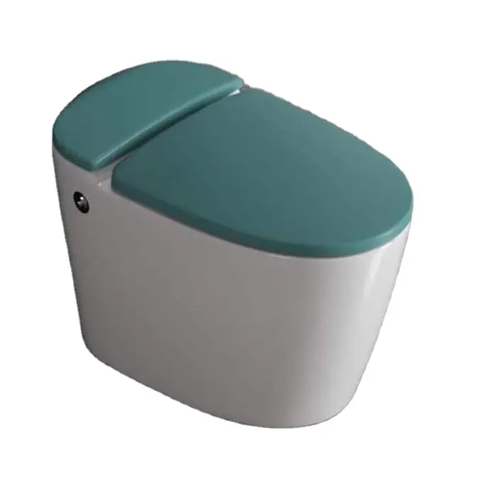 Sensor de pie de WC inteligente de una pieza, inodoro inteligente, asiento de inodoro inteligente de color verde, productos de baño americano, para baño, en venta al por mayor